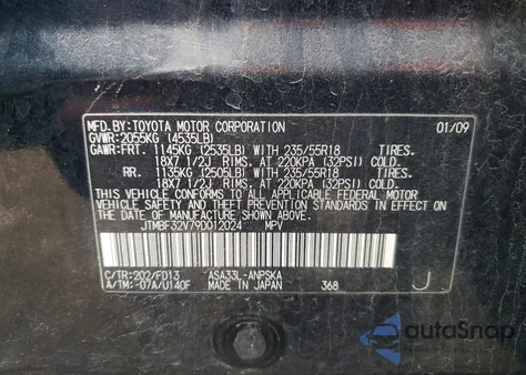 2009 Toyota Rav4 Sport из США, поврежденный, VIN JTMBF32V79D012024